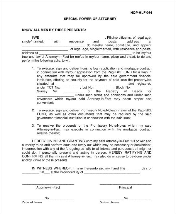special power of attorney form in pdf