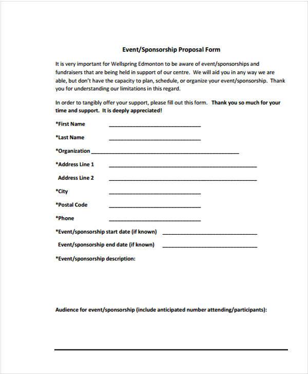 sponsorship event proposal form