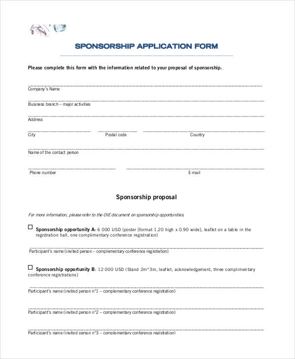 sponsorship proposal application form
