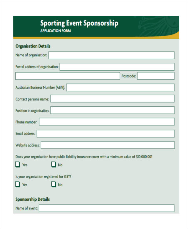 sports event sponsorship form