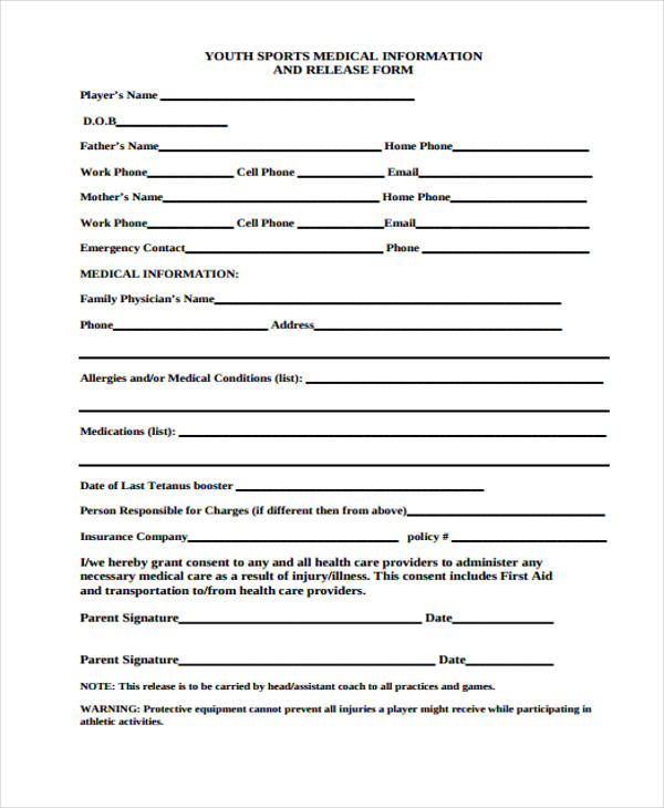 sports medical information release form1