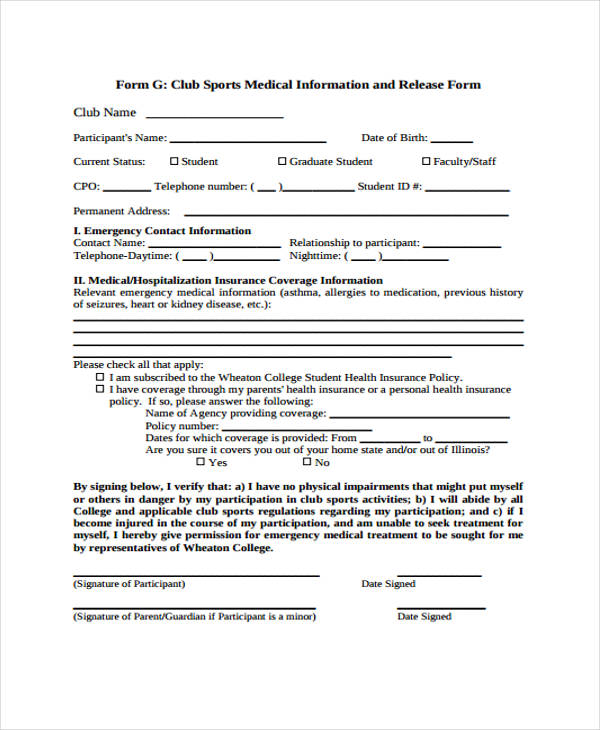 sports medical information release form2