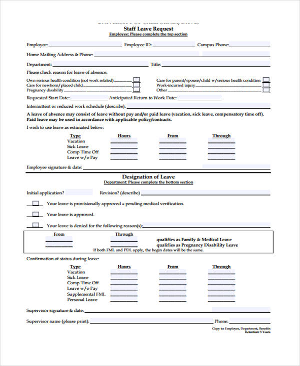 staff request for leave form