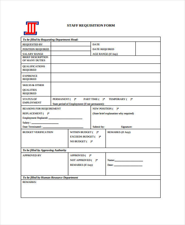 staff requisition form