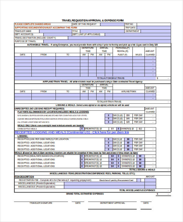 staff travel requisition form