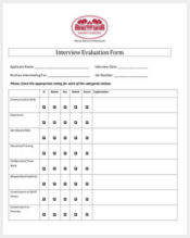 standard interview evaluation form sample