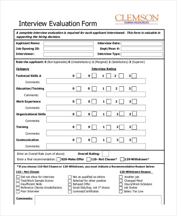 standard interview evaluation form1