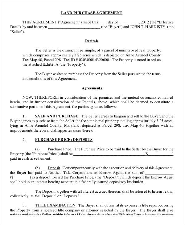 Land Purchase Agreement Template