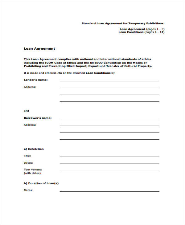 standard loan agreement form