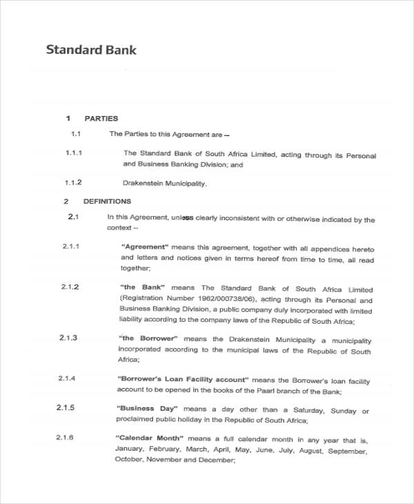 standard personal loan agreement