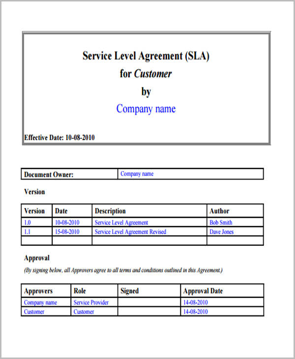 standard service agreement template