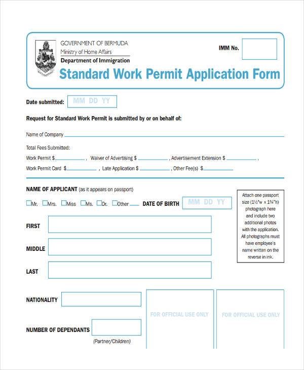 work permit application letter template