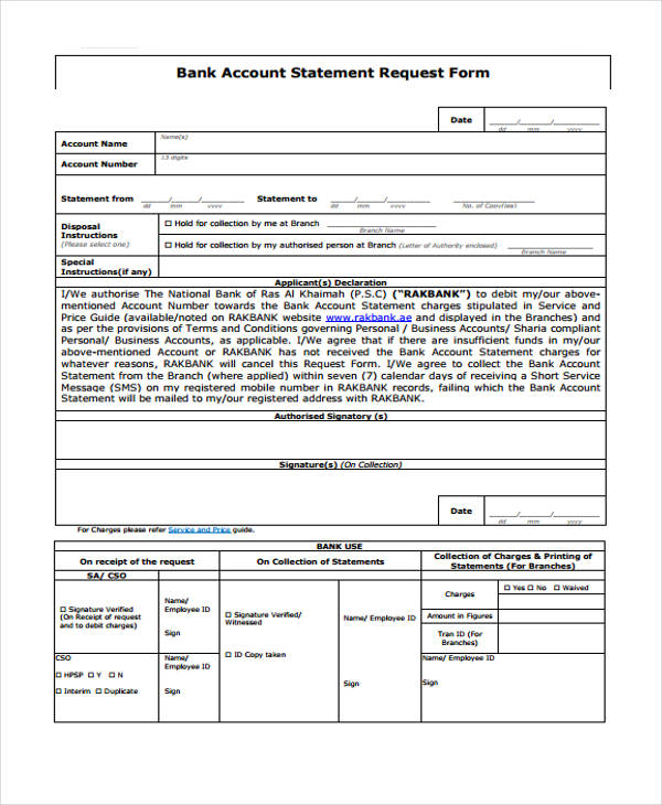 statement account request form