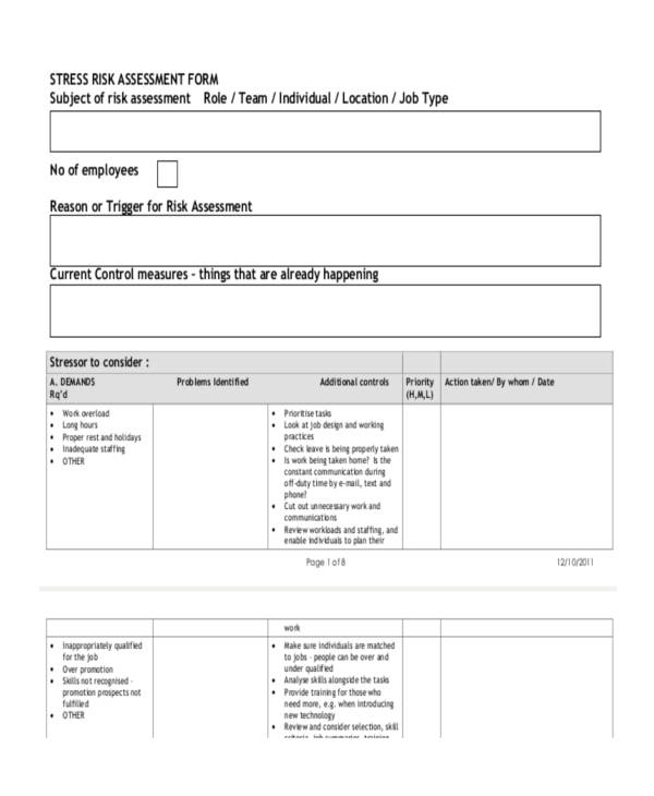 stress workplace risk assessment form1