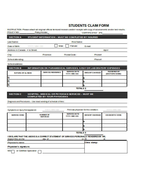 student accident claim form1