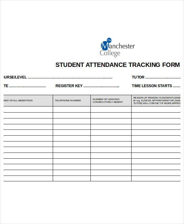 student attendance tracking form