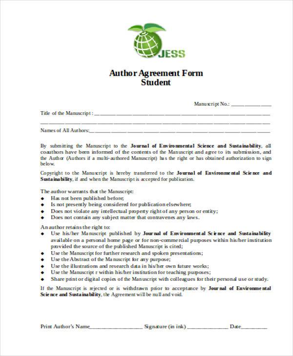 student author agreement form