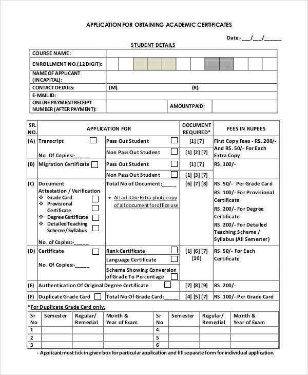 FREE 12+ Certificate Application Forms in PDF Ms Word Excel