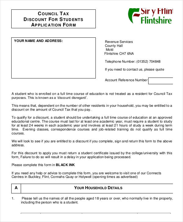 student council tax application form