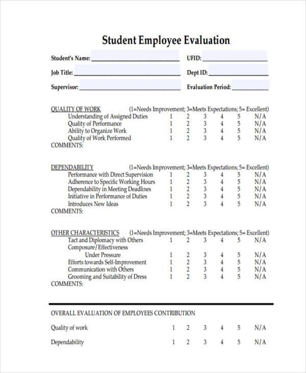 student employee evaluation