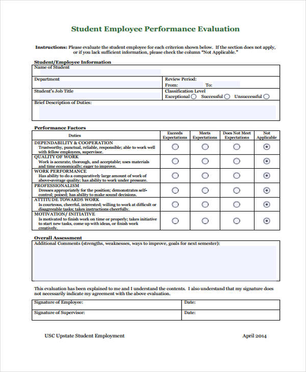 student employee performance evaluation form1