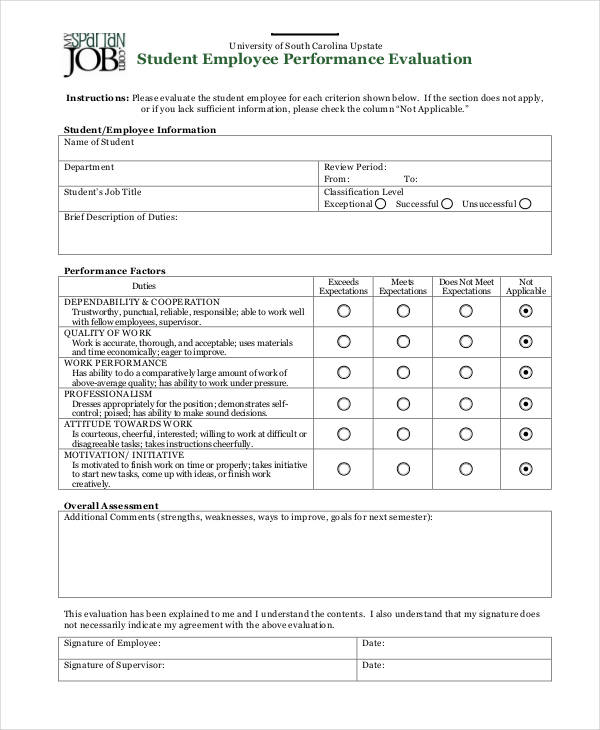 student employee performance evaluation form4