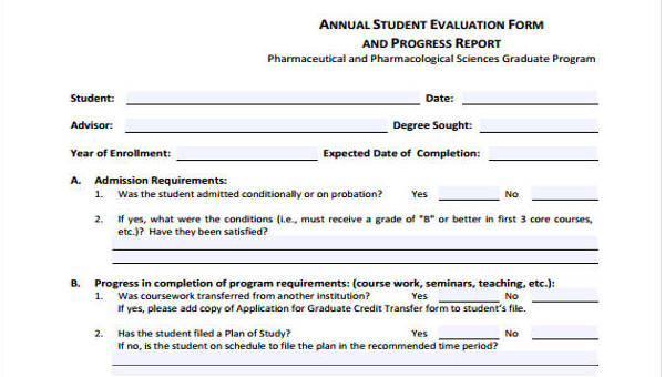 student evaluation forms in pdf