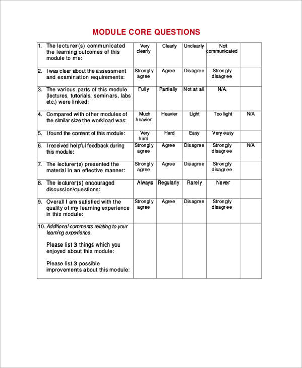 student feedback questionnaire template1
