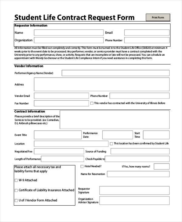 student life contract request form1