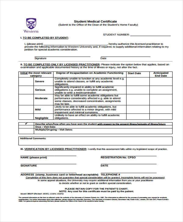 student medical certificate form1