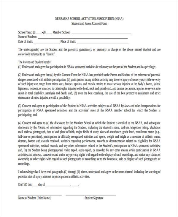 student parent consent form