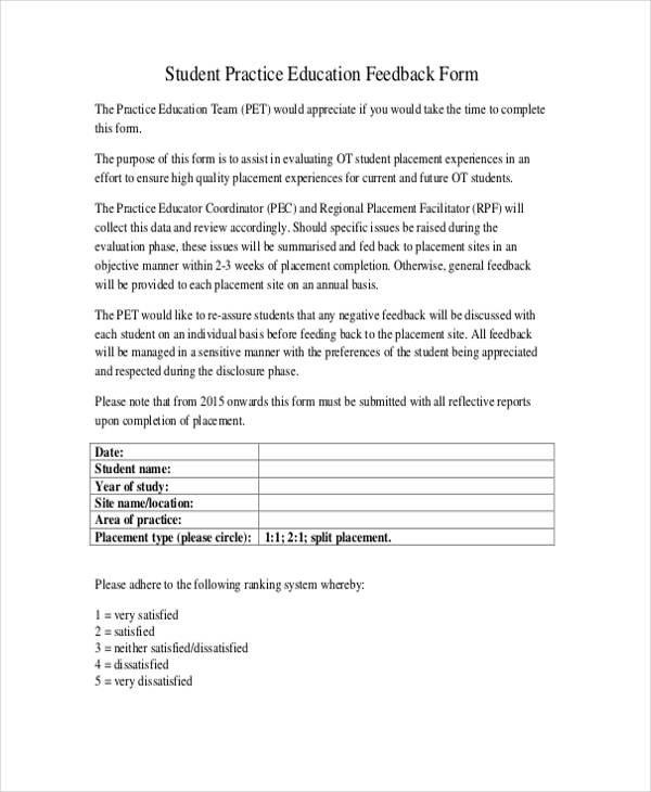 student practice education feedback form1
