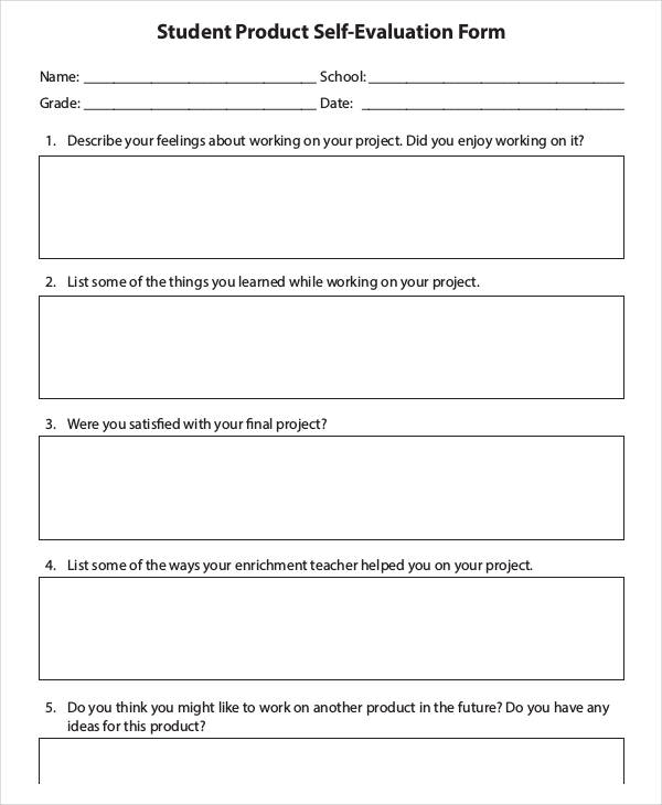 student product self evaluation form1
