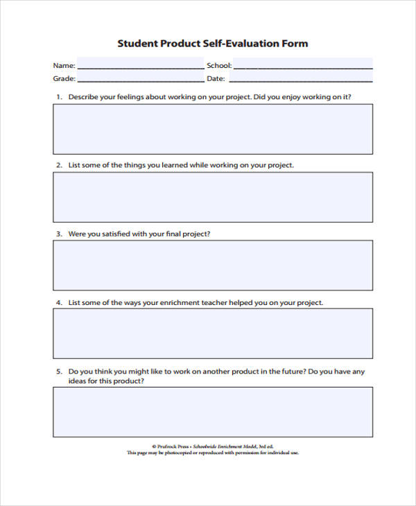 student product self evaluation form4