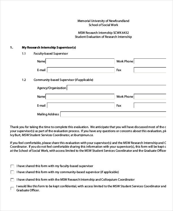 student research internship evaluation form1