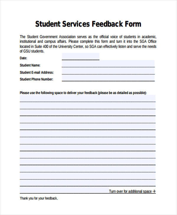 student services feedback form in pdf