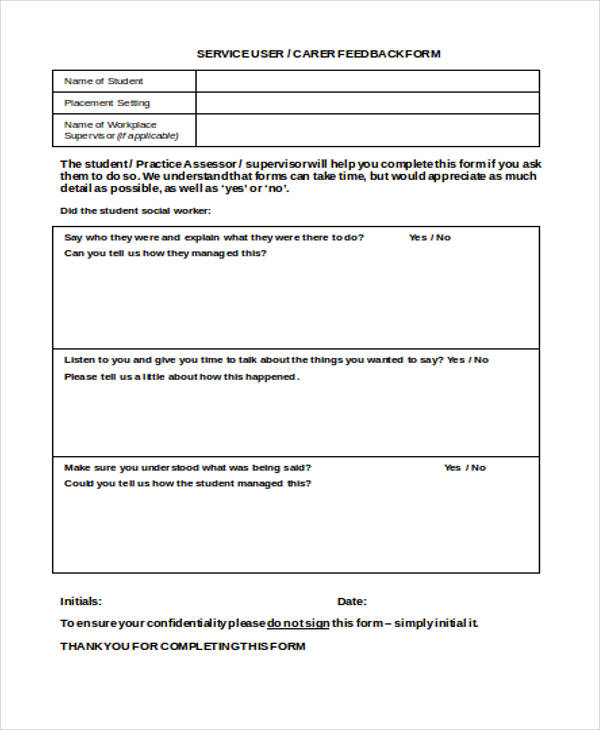 student services user feedback form