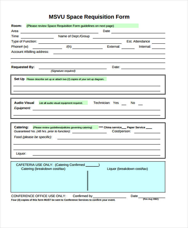 student space requisition form