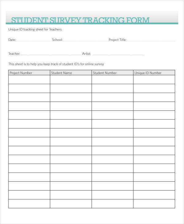 student survey tracking form