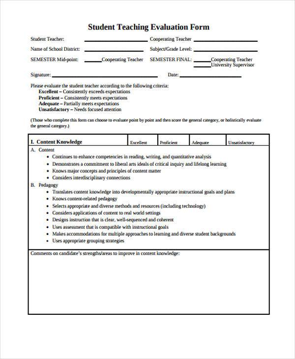 student teacher evaluation form1