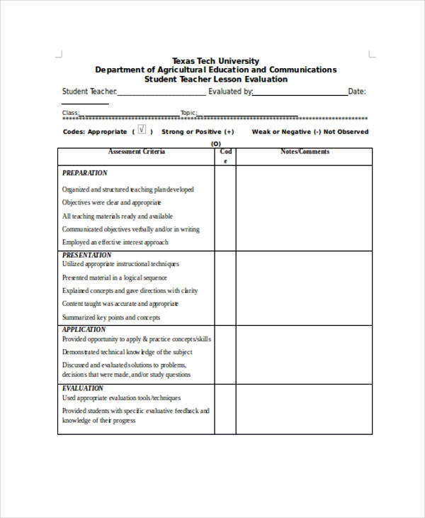 FREE 27+ Student Evaluation Forms in MS Word