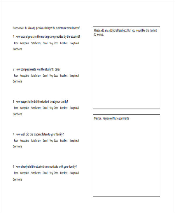 student parent carer feedback form