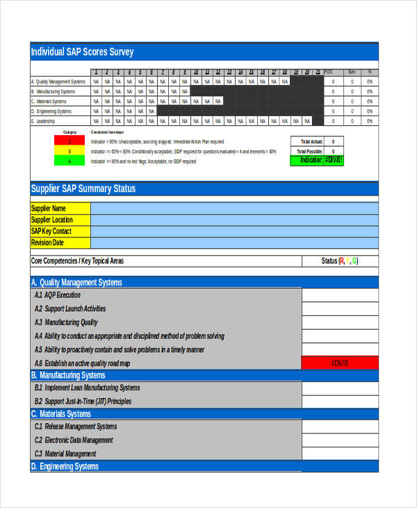 supplier assessment survey development form
