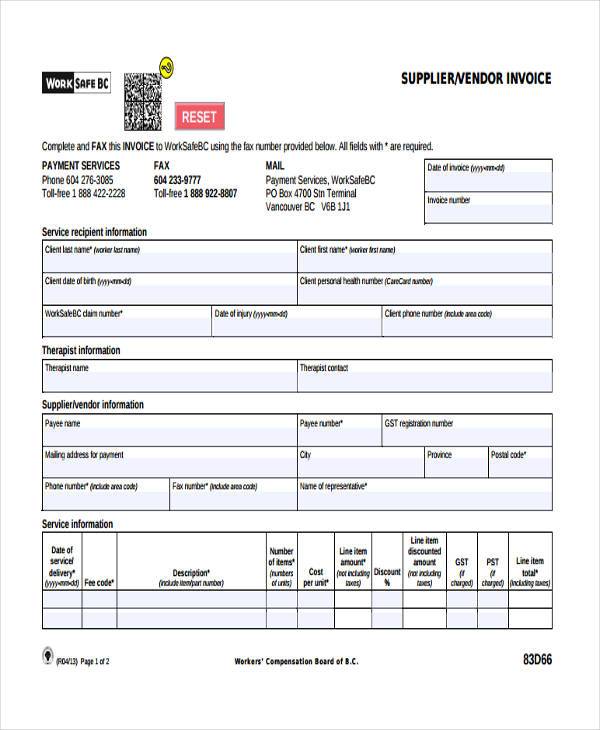 invoice supplier form Invoice Examples FREE PDF   33  Form