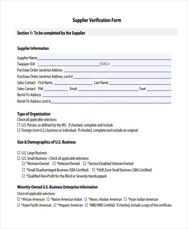 supplier verification form in pdf