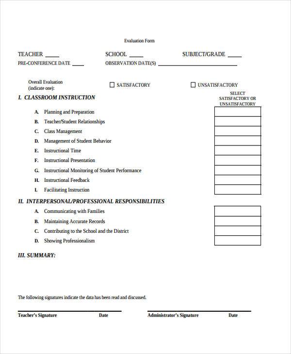 teacher evaluation form1