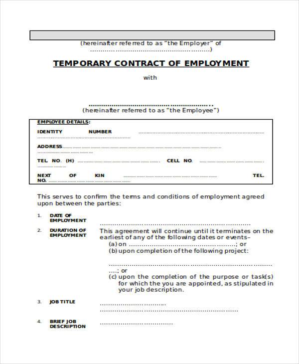 temporary contract of employment form1