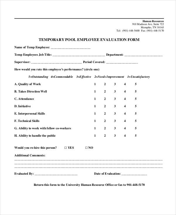 temporary pool employee evaluation form2