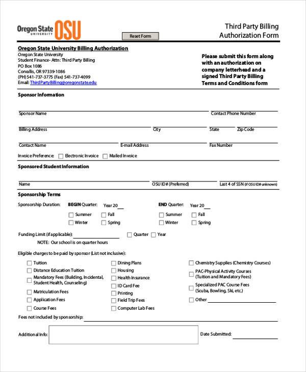 third party billing authorization form