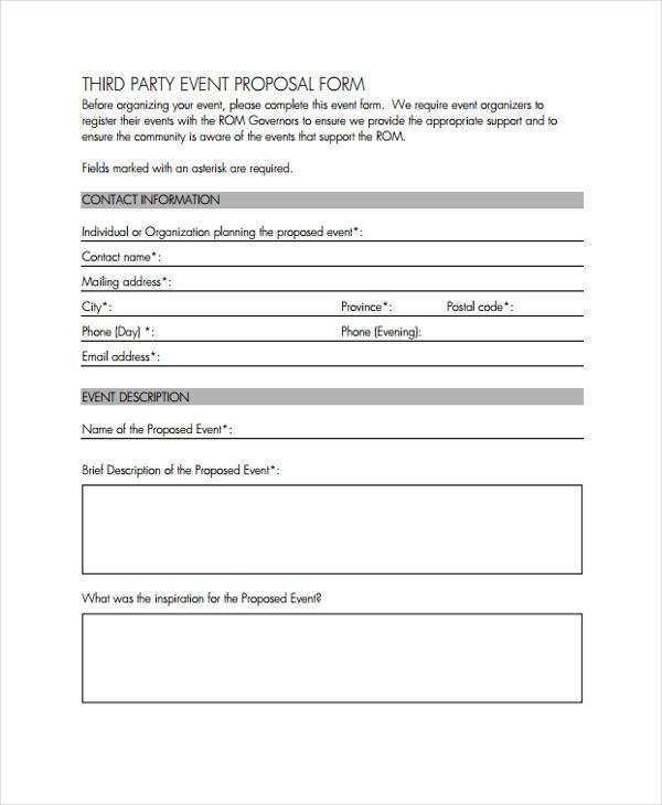 third party event proposal form